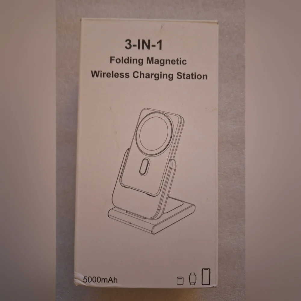 3 in 1 Wireless Charging Station,5000mAh Fast Foldable/Portable Charger/ iPhone